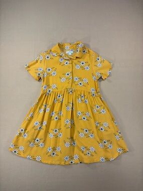 dip Girls Eco Friendly Yellow Daisy Collar Dress for Girls Size Small 6 - 7